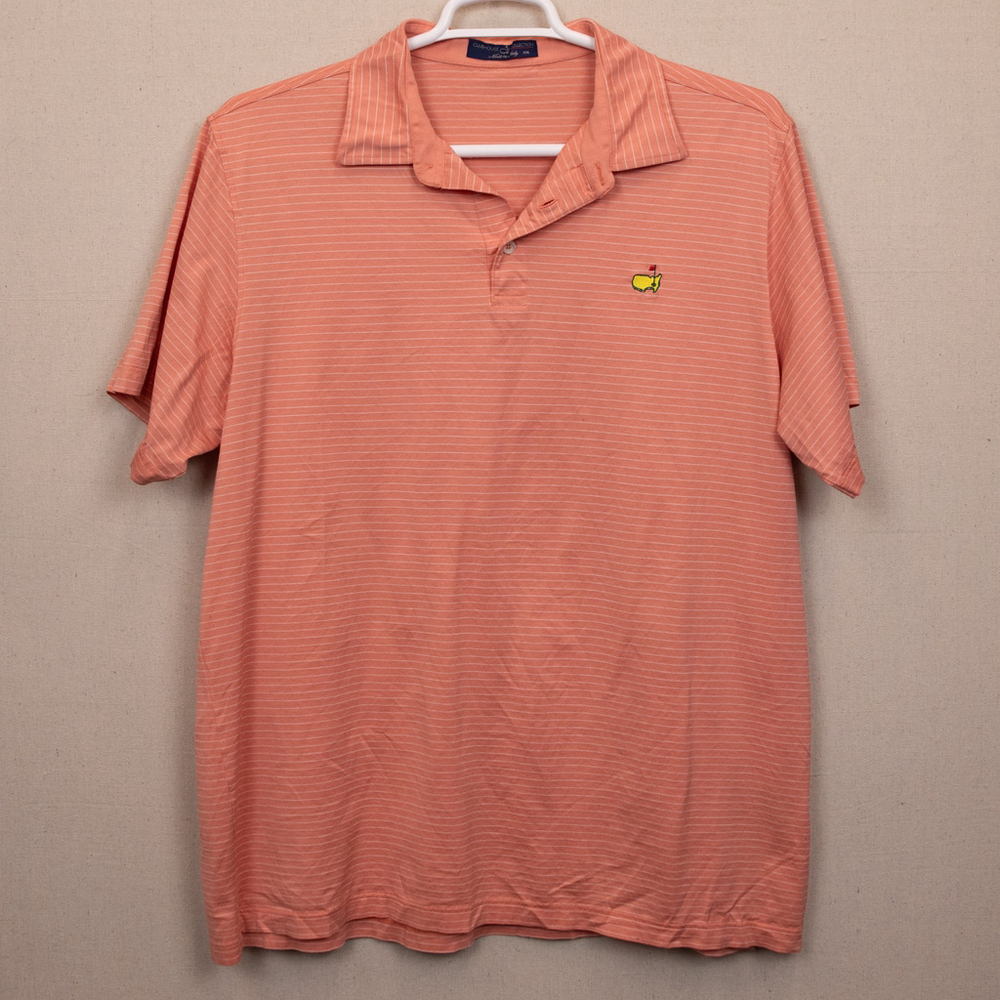 Clubhouse Collection Masters golf salmon stripe polo shirt-XXL